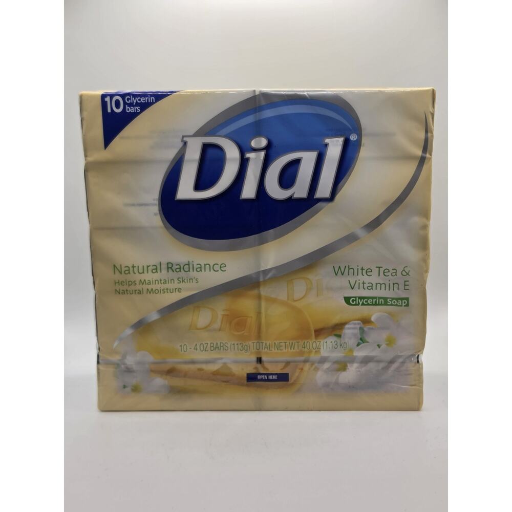 10 Pack Dial Natural Radiance White Tea & Vitamin E Glycerin Soap 4 oz bars NOS